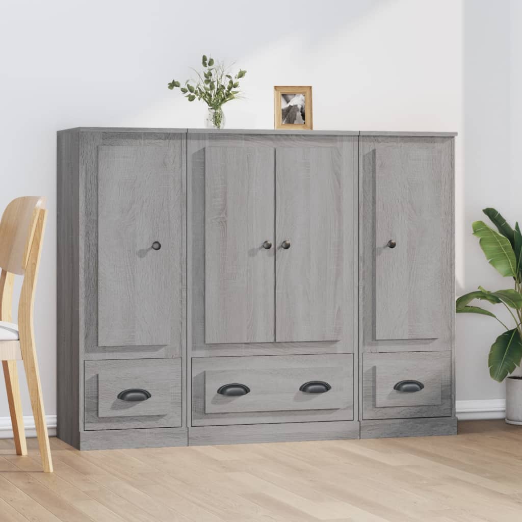 Buffets 3 pcs sonoma gris bois d'ingénierie - XIOS