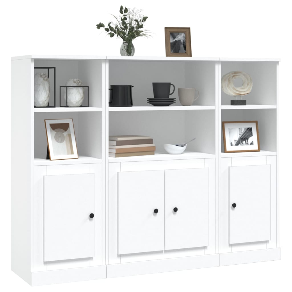 Buffets 3 pcs blanc bois d'ingénierie - XIOS
