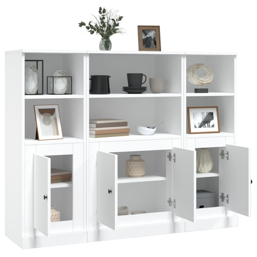 Buffets 3 pcs blanc bois d'ingénierie - XIOS