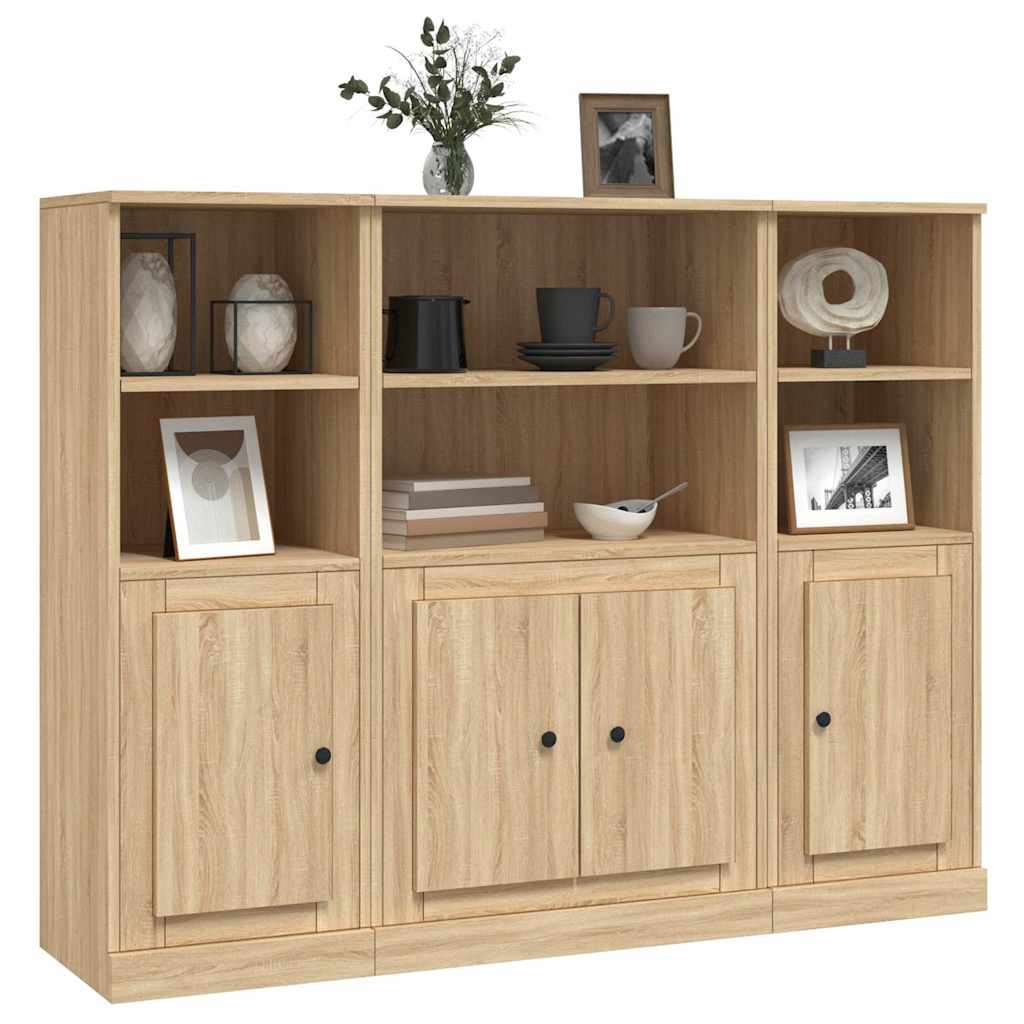 Buffets 3 pcs chêne sonoma bois d'ingénierie - XIOS