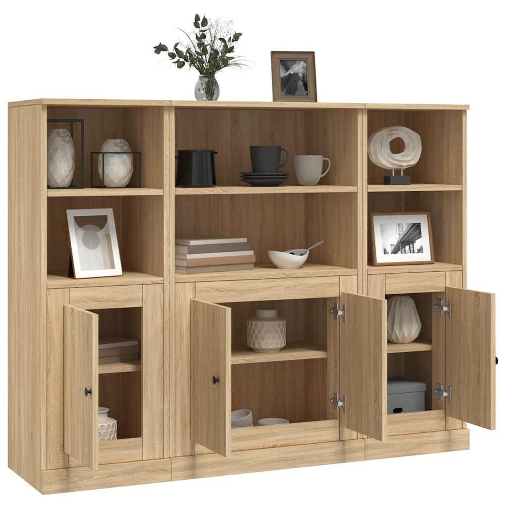 Buffets 3 pcs chêne sonoma bois d'ingénierie - XIOS