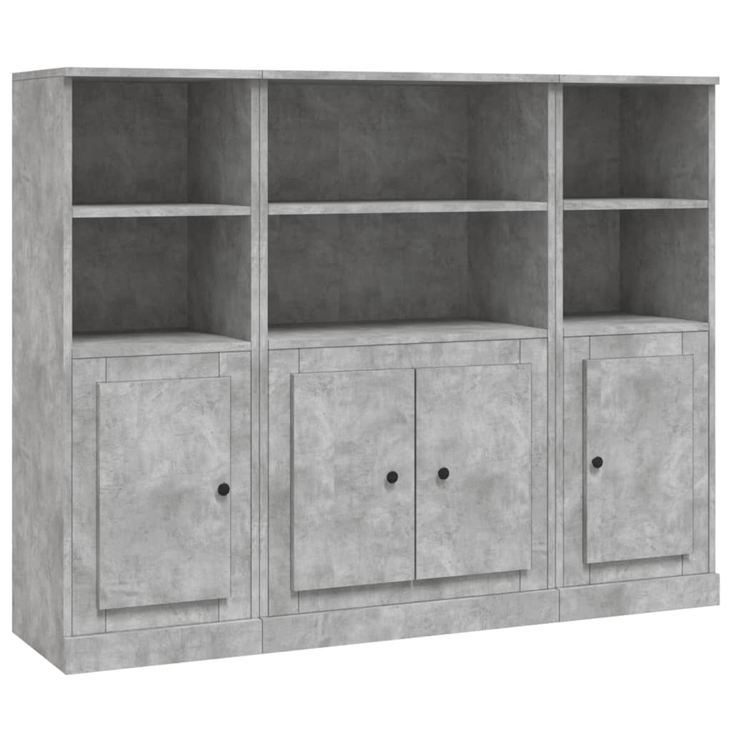 Buffets 3 pcs gris béton bois d'ingénierie - XIOS