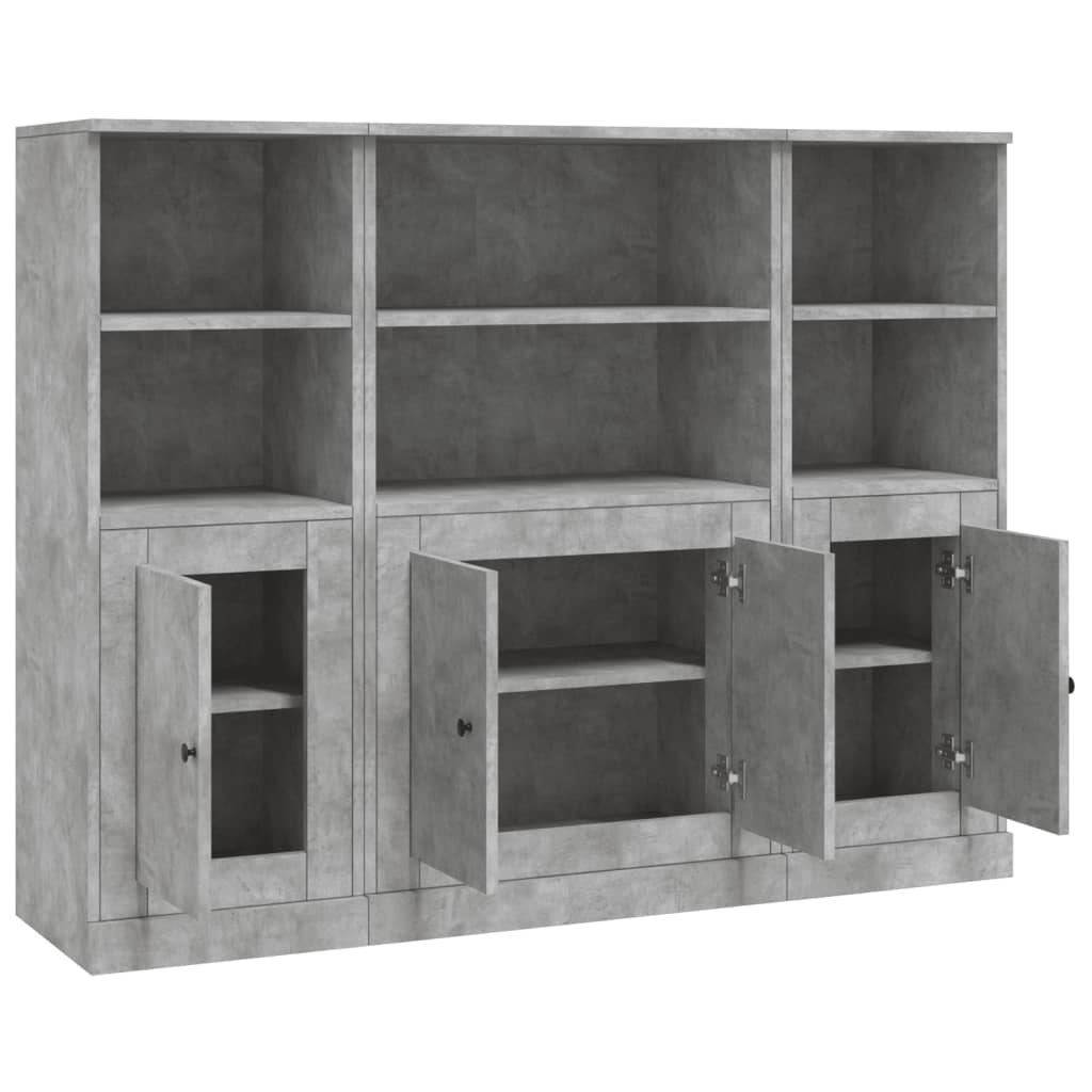 Buffets 3 pcs gris béton bois d'ingénierie - XIOS