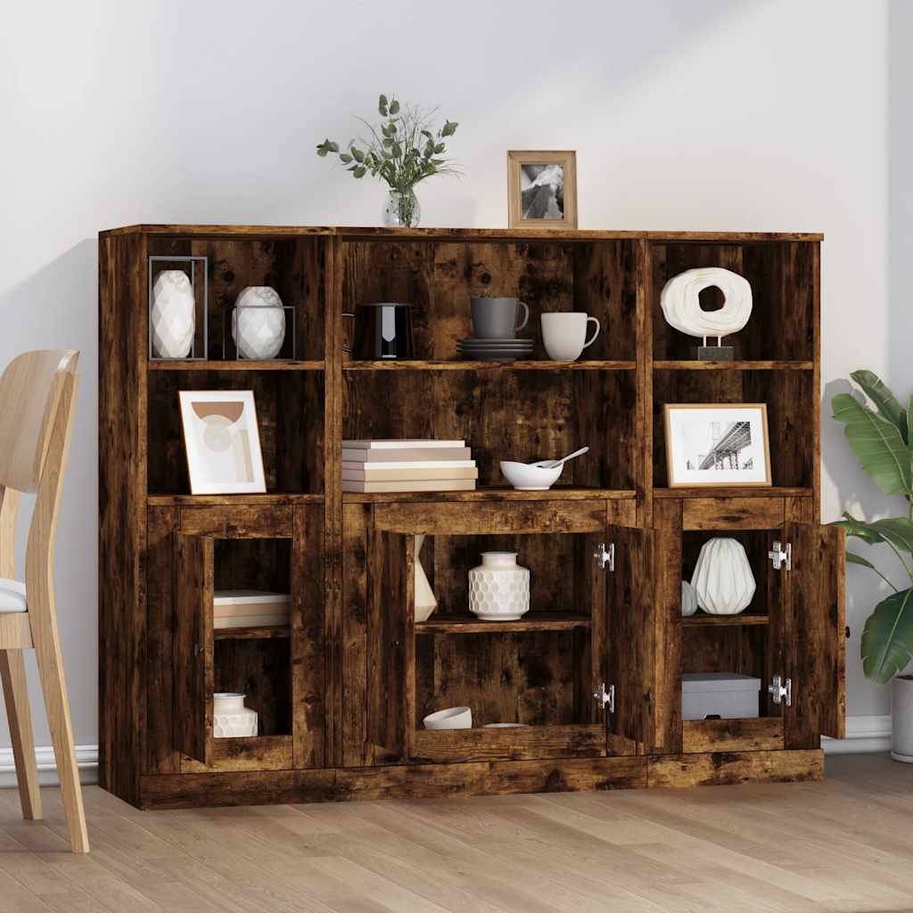 Buffets 3 pcs chêne fumé bois d'ingénierie - XIOS