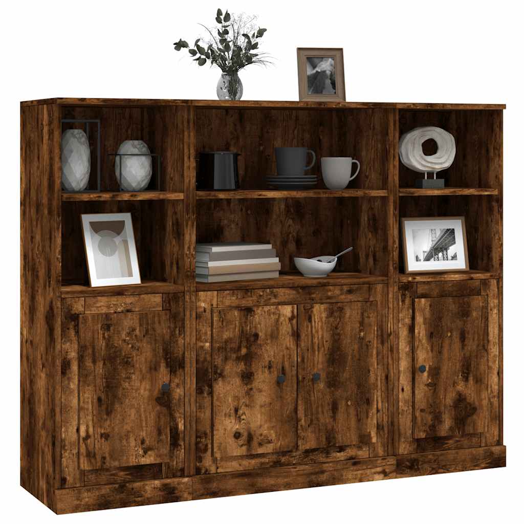 Buffets 3 pcs chêne fumé bois d'ingénierie - XIOS