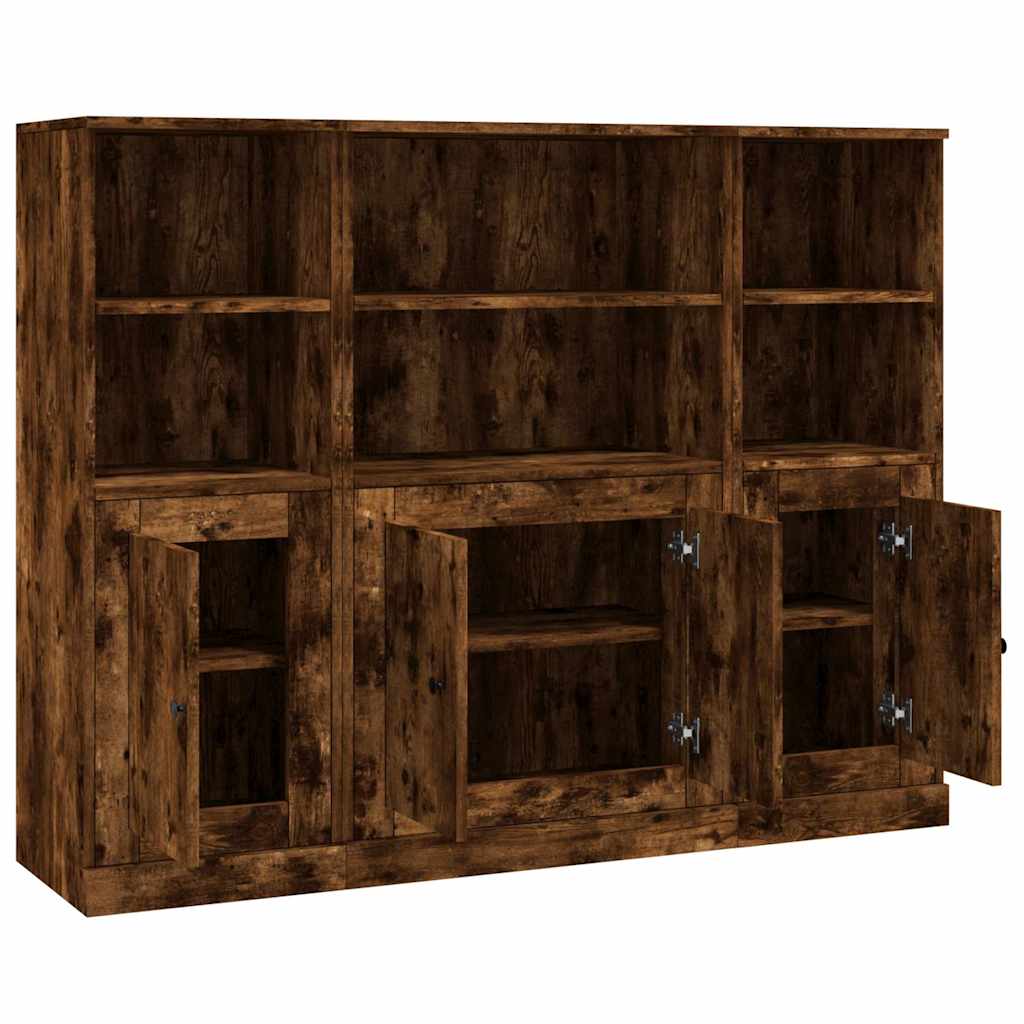 Buffets 3 pcs chêne fumé bois d'ingénierie - XIOS