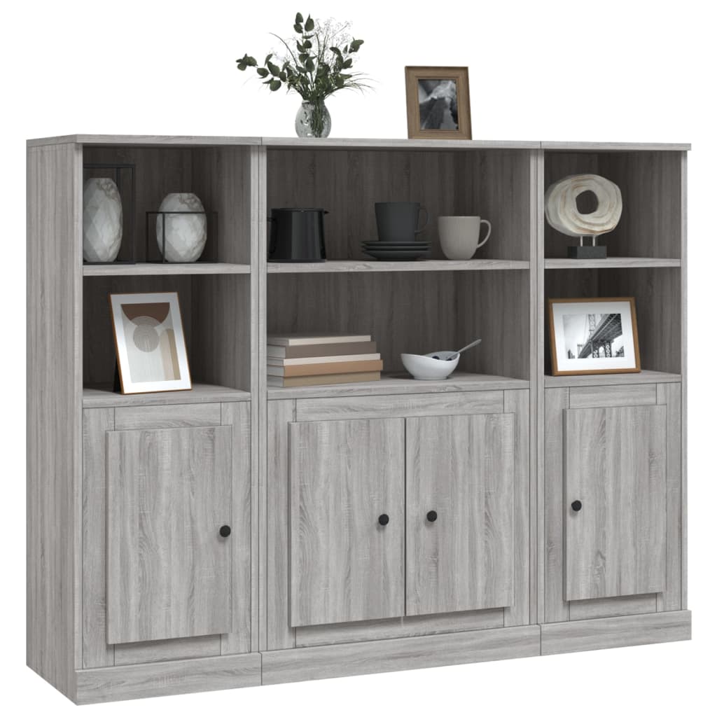 Buffets 3 pcs sonoma gris bois d'ingénierie - XIOS