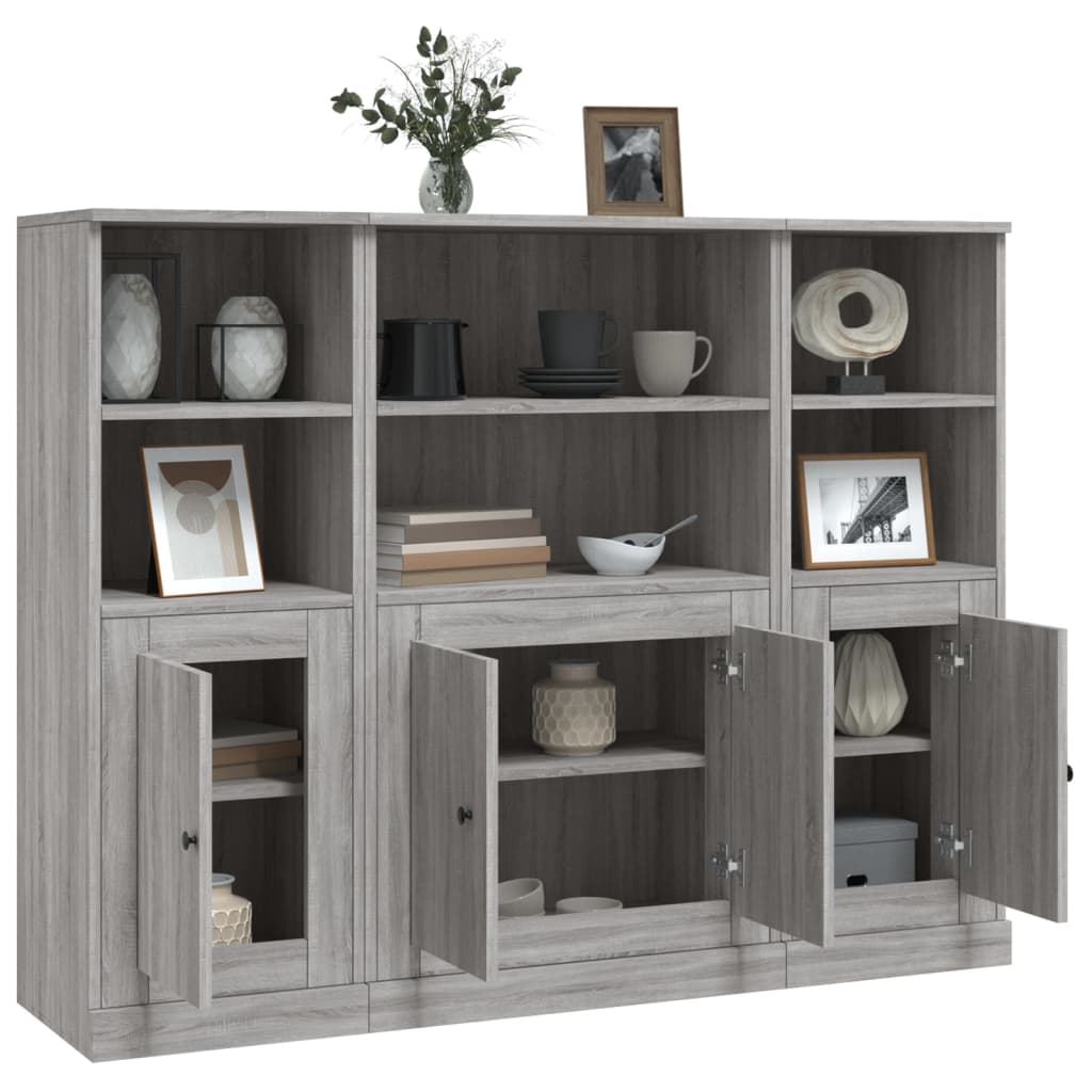 Buffets 3 pcs sonoma gris bois d'ingénierie - XIOS