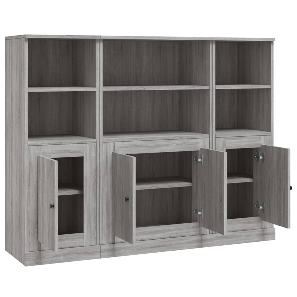 Buffets 3 pcs sonoma gris bois d'ingénierie - XIOS