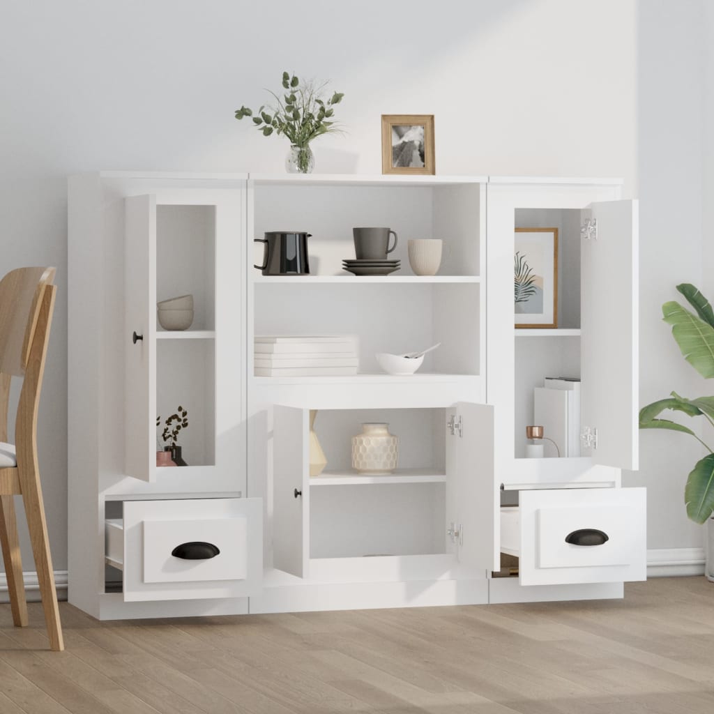 Buffets 3 pcs blanc bois d'ingénierie - XIOS