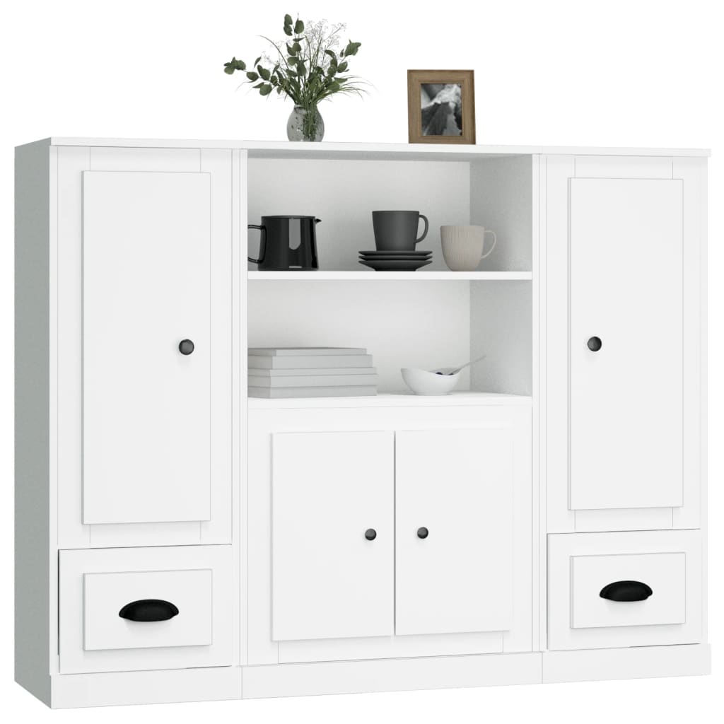 Buffets 3 pcs blanc bois d'ingénierie - XIOS
