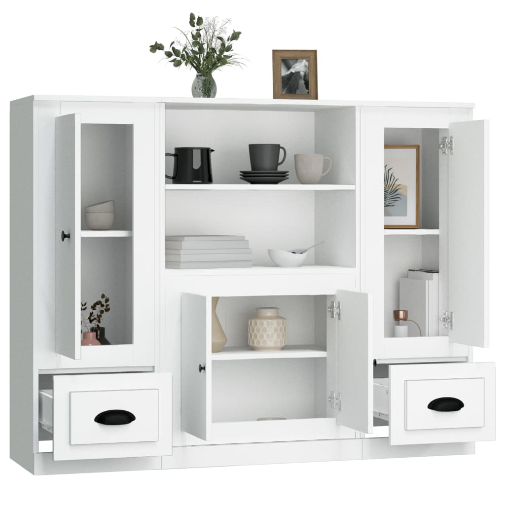 Buffets 3 pcs blanc bois d'ingénierie - XIOS