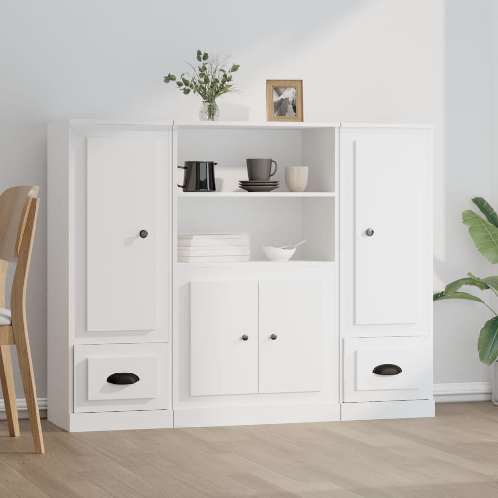 Buffets 3 pcs blanc bois d'ingénierie - XIOS