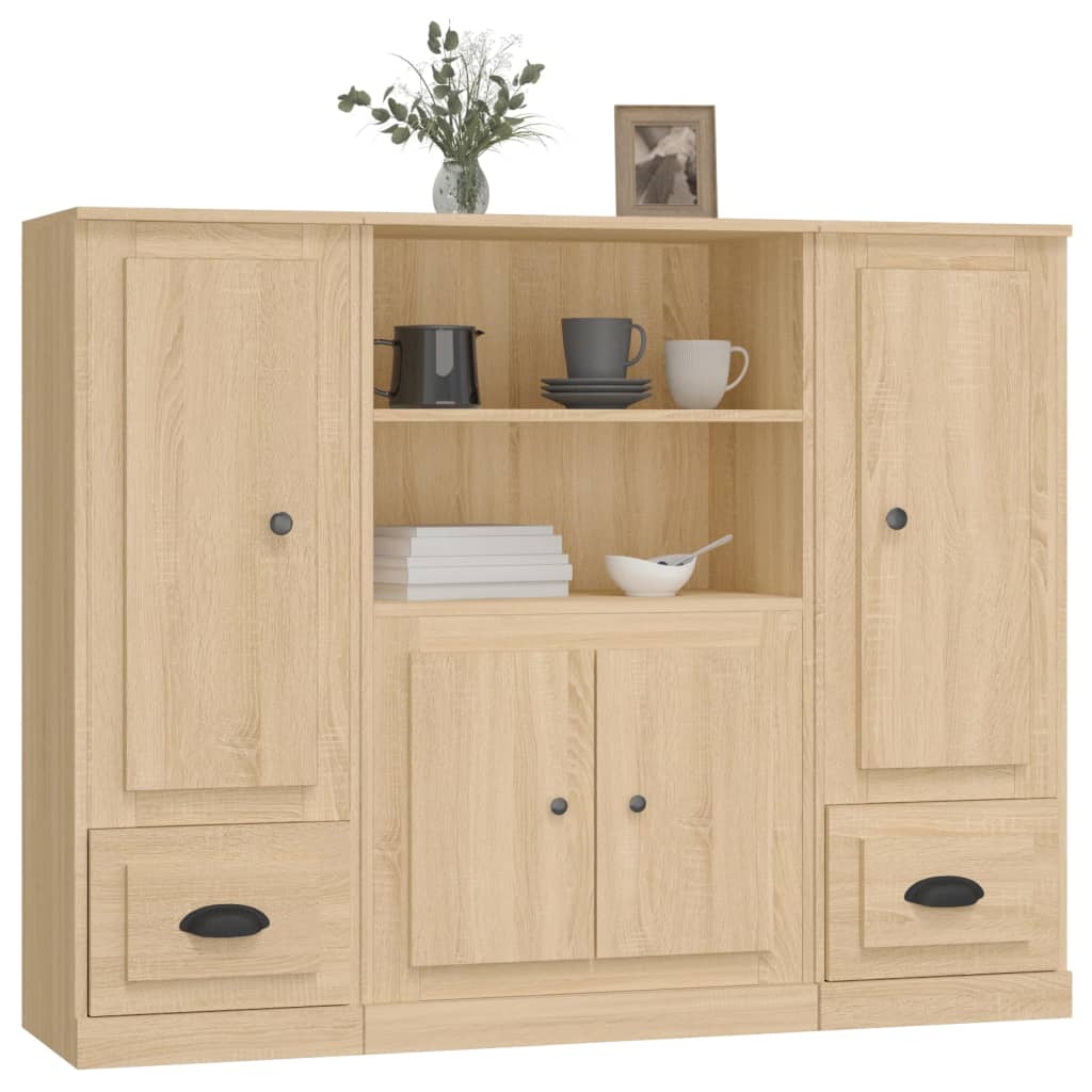 Buffets 3 pcs chêne sonoma bois d'ingénierie - XIOS