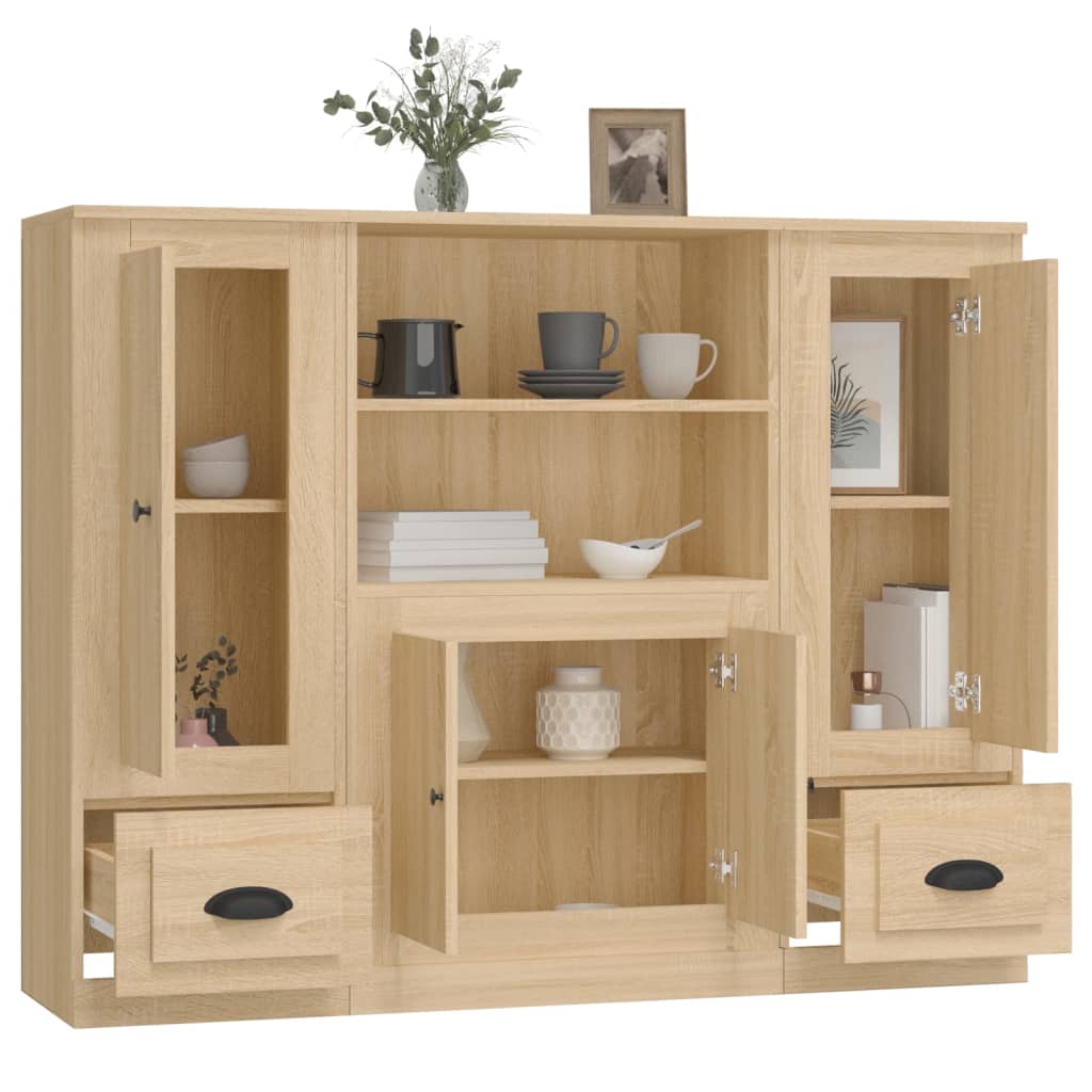 Buffets 3 pcs chêne sonoma bois d'ingénierie - XIOS