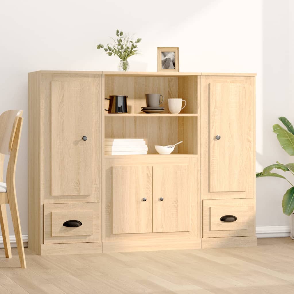 Buffets 3 pcs chêne sonoma bois d'ingénierie - XIOS