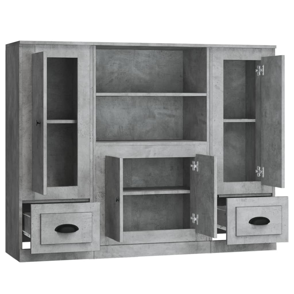 Buffets 3 pcs gris béton bois d'ingénierie - XIOS