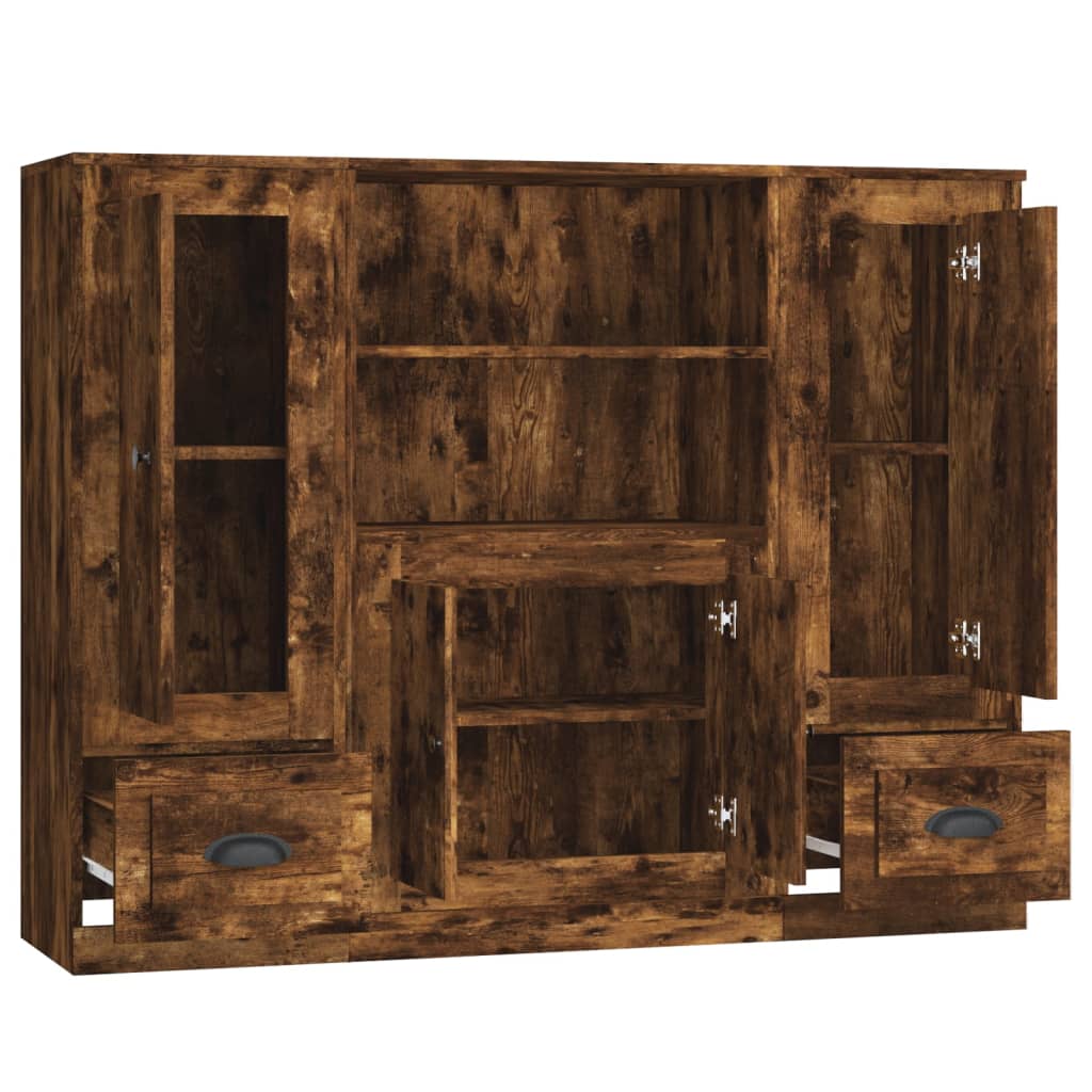 Buffets 3 pcs chêne fumé bois d'ingénierie - XIOS