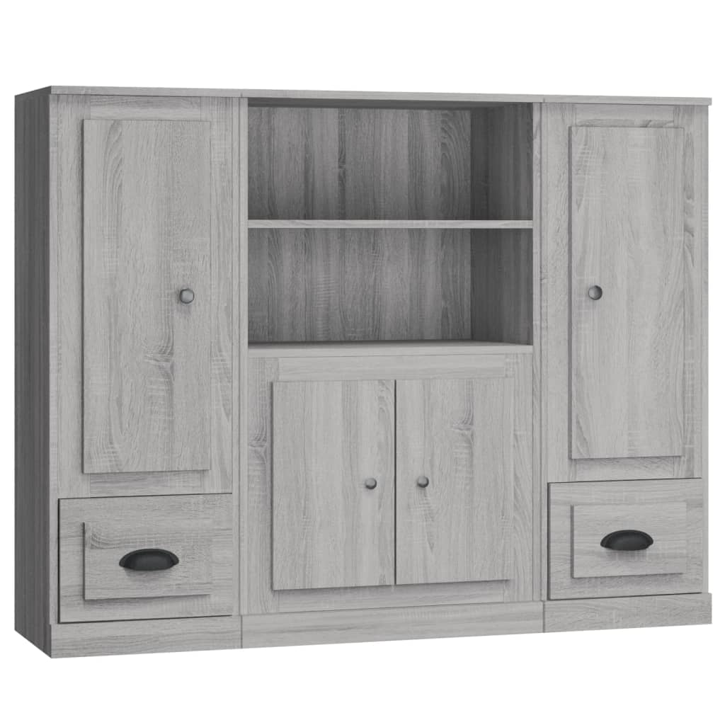 Buffets 3 pcs sonoma gris bois d'ingénierie - XIOS