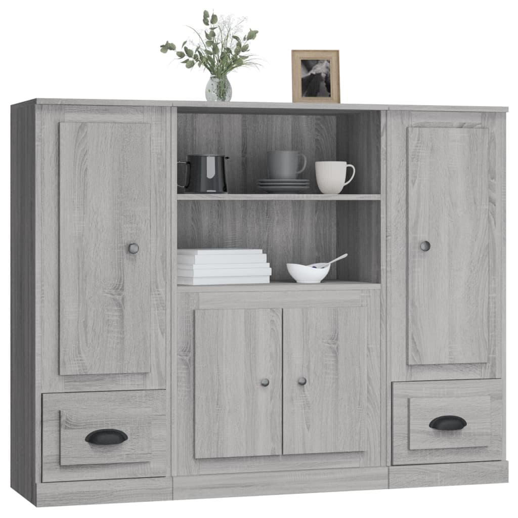 Buffets 3 pcs sonoma gris bois d'ingénierie - XIOS