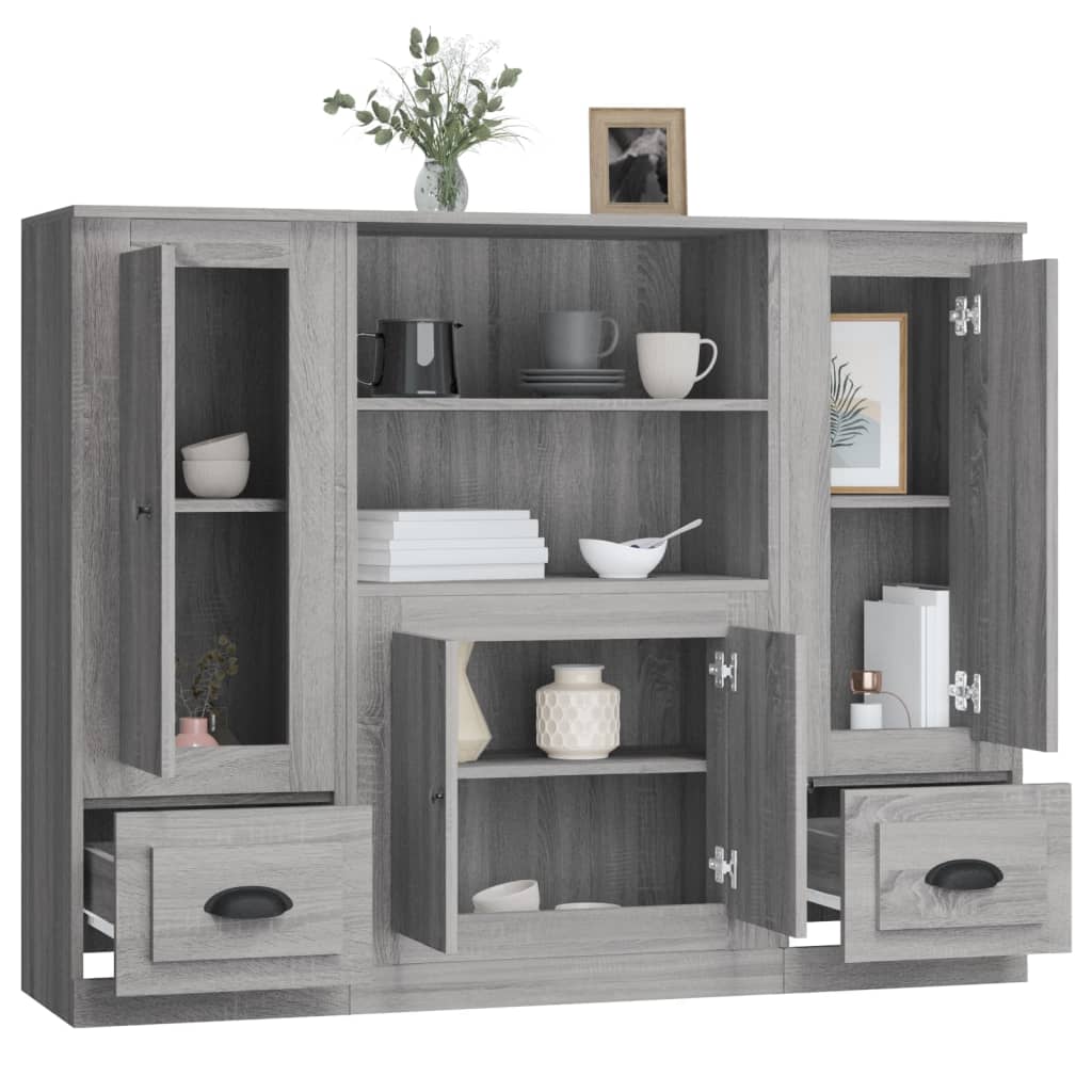 Buffets 3 pcs sonoma gris bois d'ingénierie - XIOS