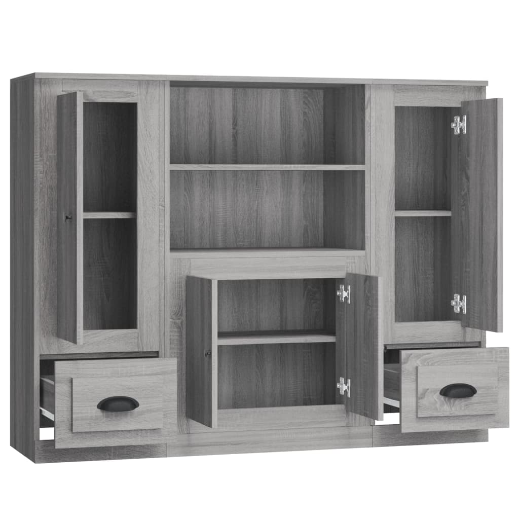 Buffets 3 pcs sonoma gris bois d'ingénierie - XIOS