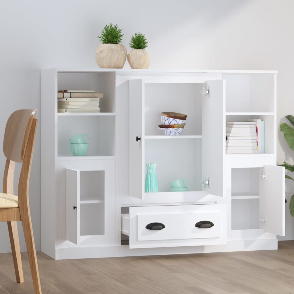 Buffets 3 pcs blanc bois d'ingénierie - XIOS