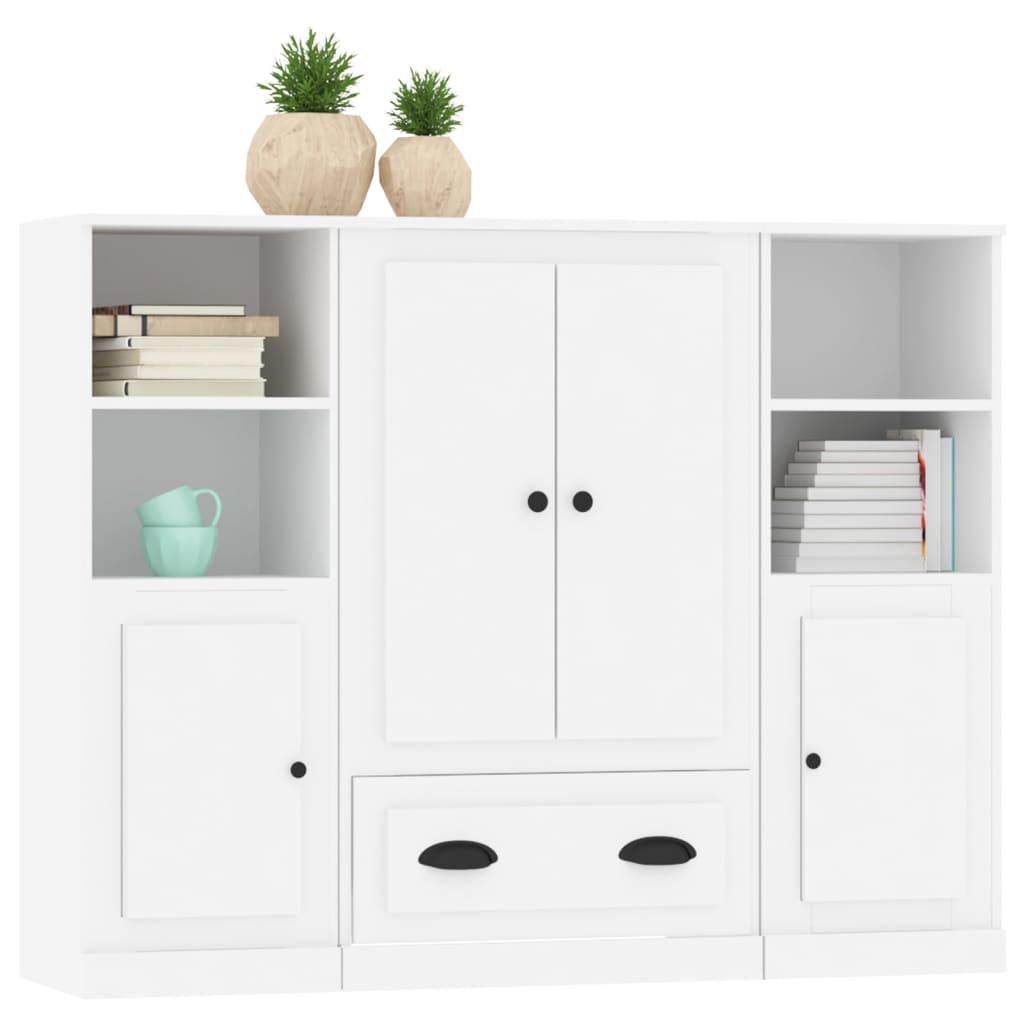 Buffets 3 pcs blanc bois d'ingénierie - XIOS