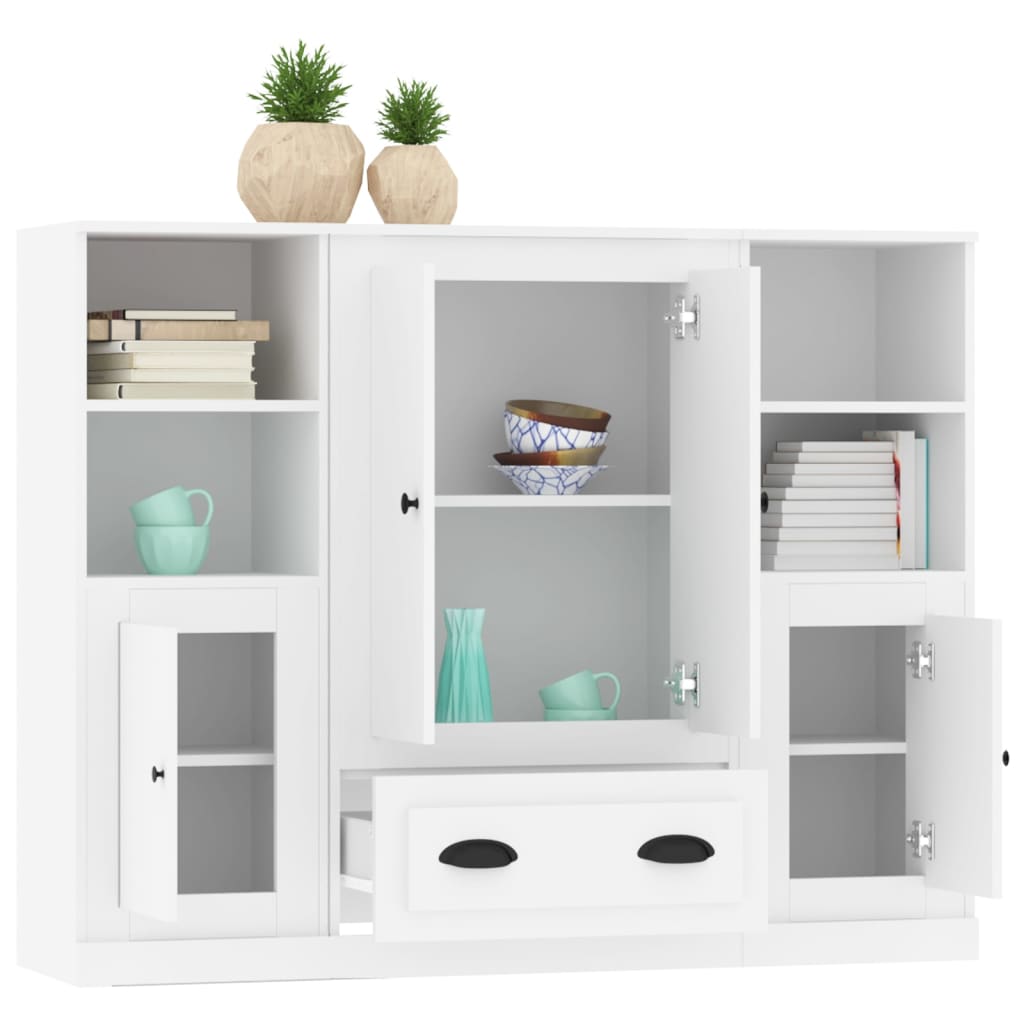 Buffets 3 pcs blanc bois d'ingénierie - XIOS