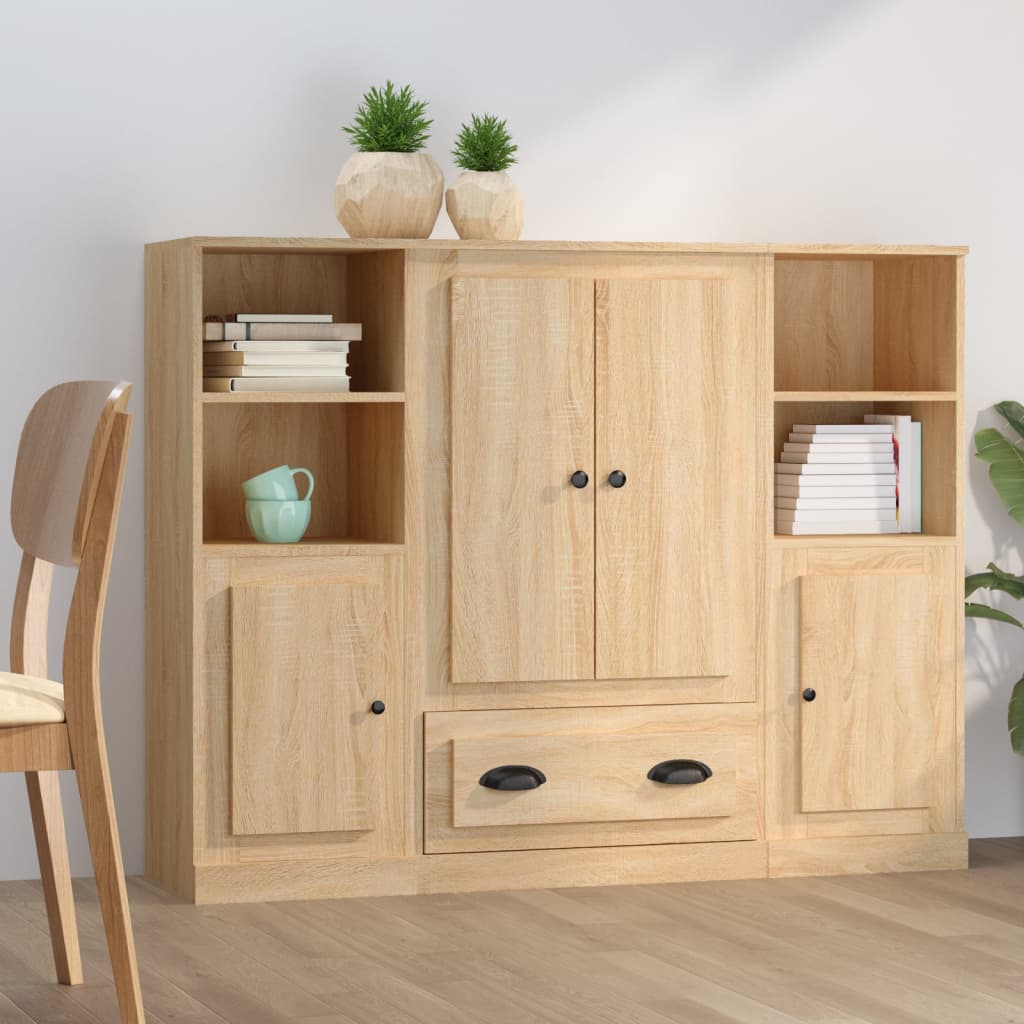 Buffets 3 pcs chêne sonoma bois d'ingénierie - XIOS