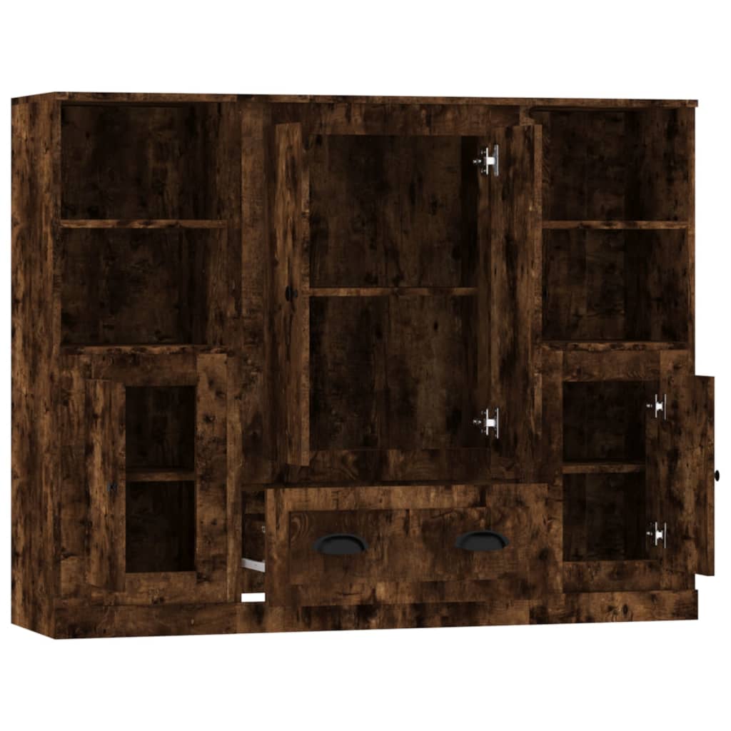 Buffets 3 pcs chêne fumé bois d'ingénierie - XIOS