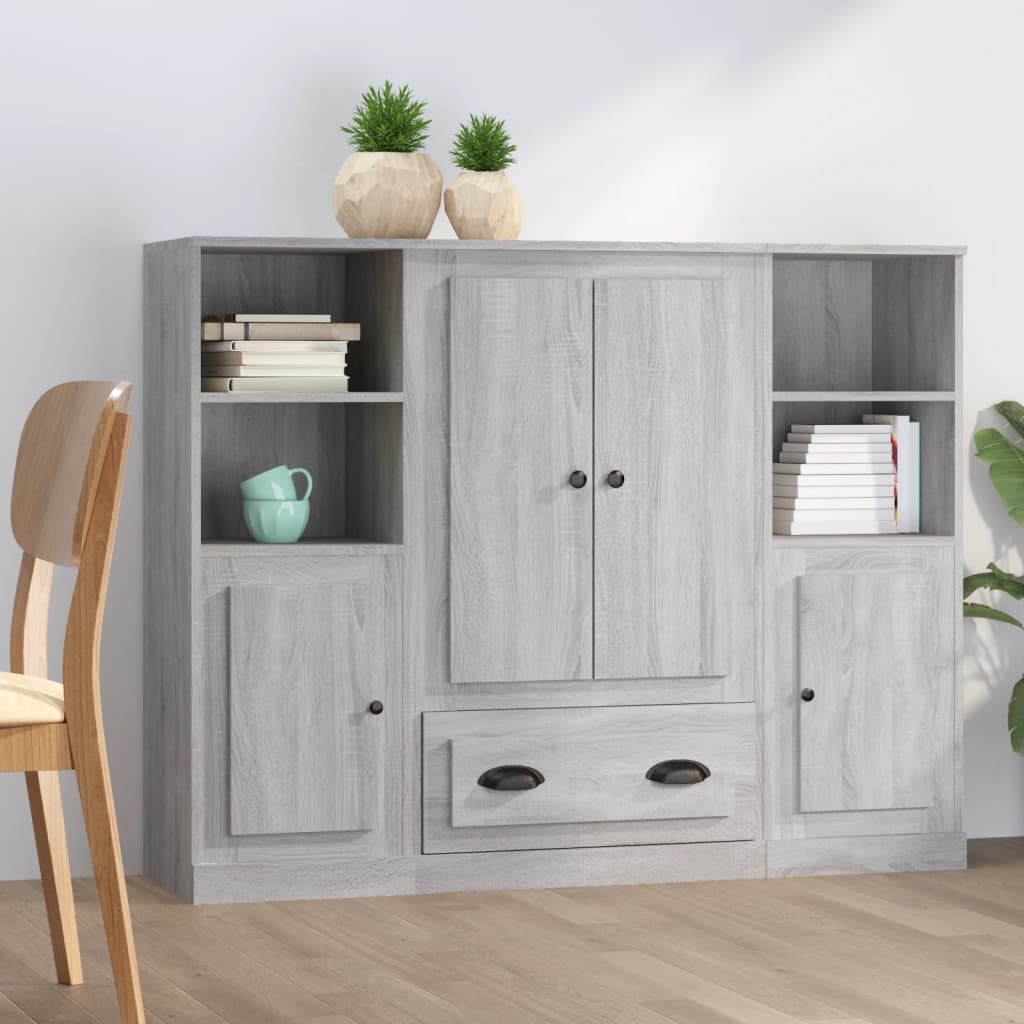 Buffets 3 pcs sonoma gris bois d'ingénierie - XIOS
