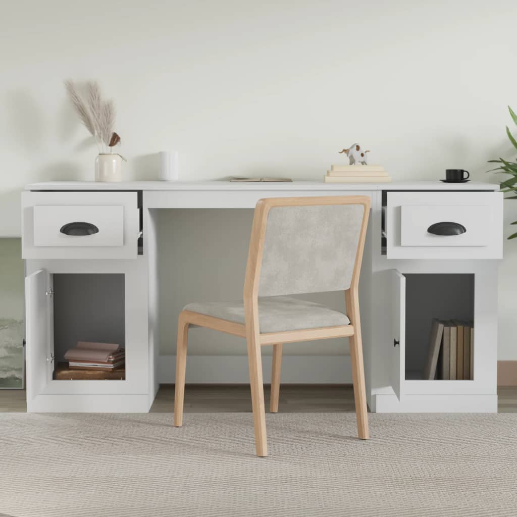 Bureau avec armoire blanc bois d'ingénierie