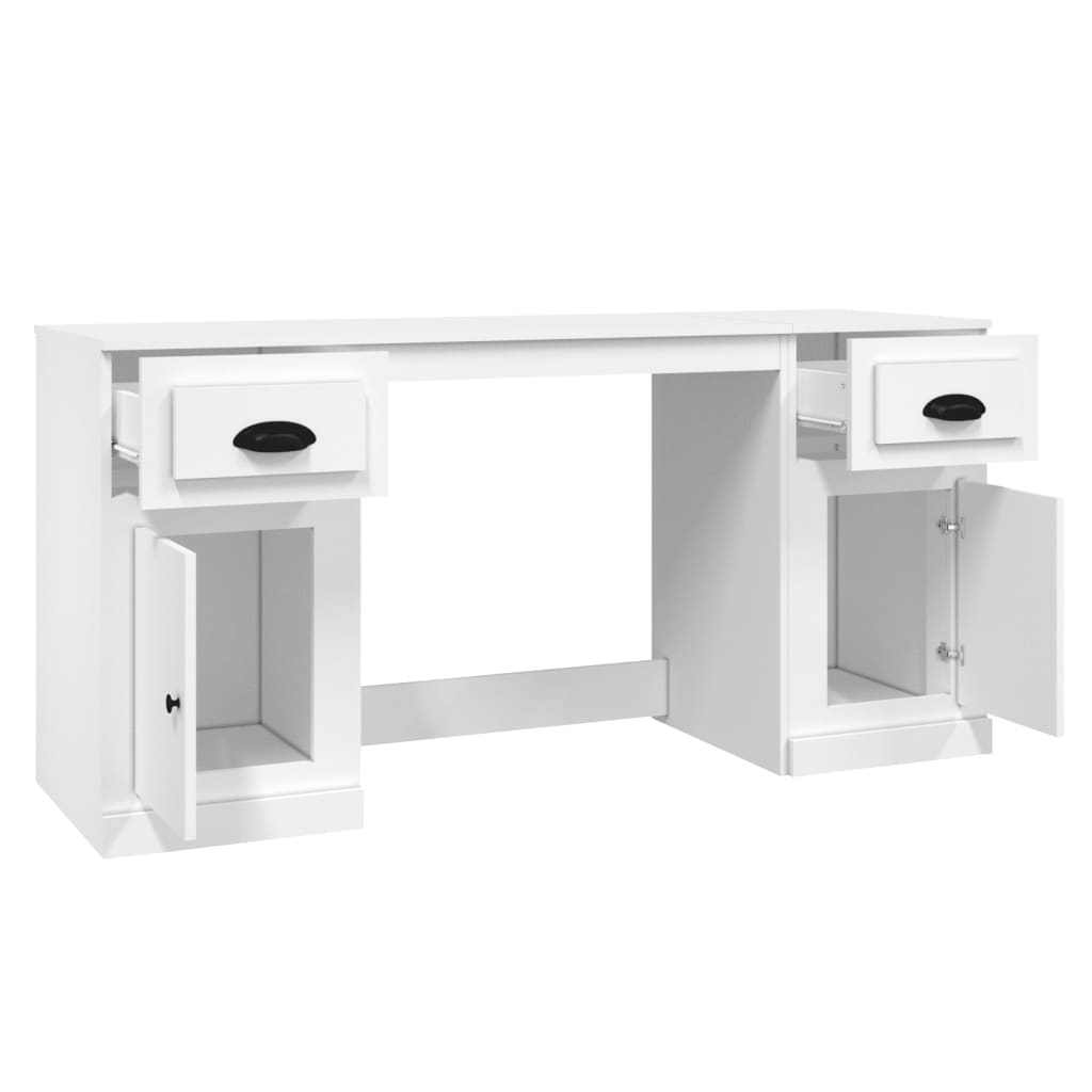 Bureau avec armoire blanc bois d'ingénierie