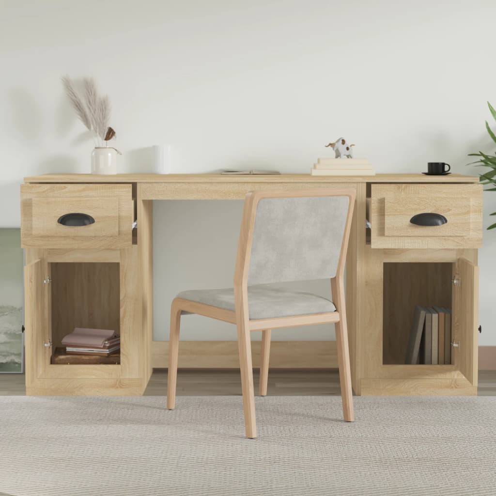 Bureau avec armoire chêne sonoma bois d'ingénierie - XIOS