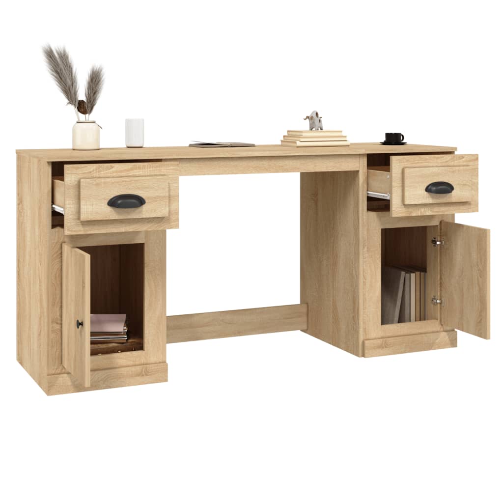 Bureau avec armoire chêne sonoma bois d'ingénierie