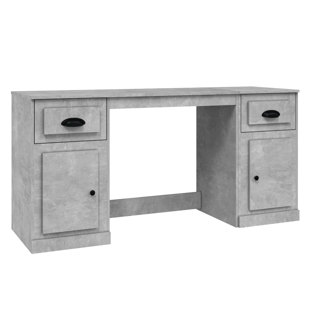 Bureau avec armoire gris béton bois d'ingénierie - XIOS