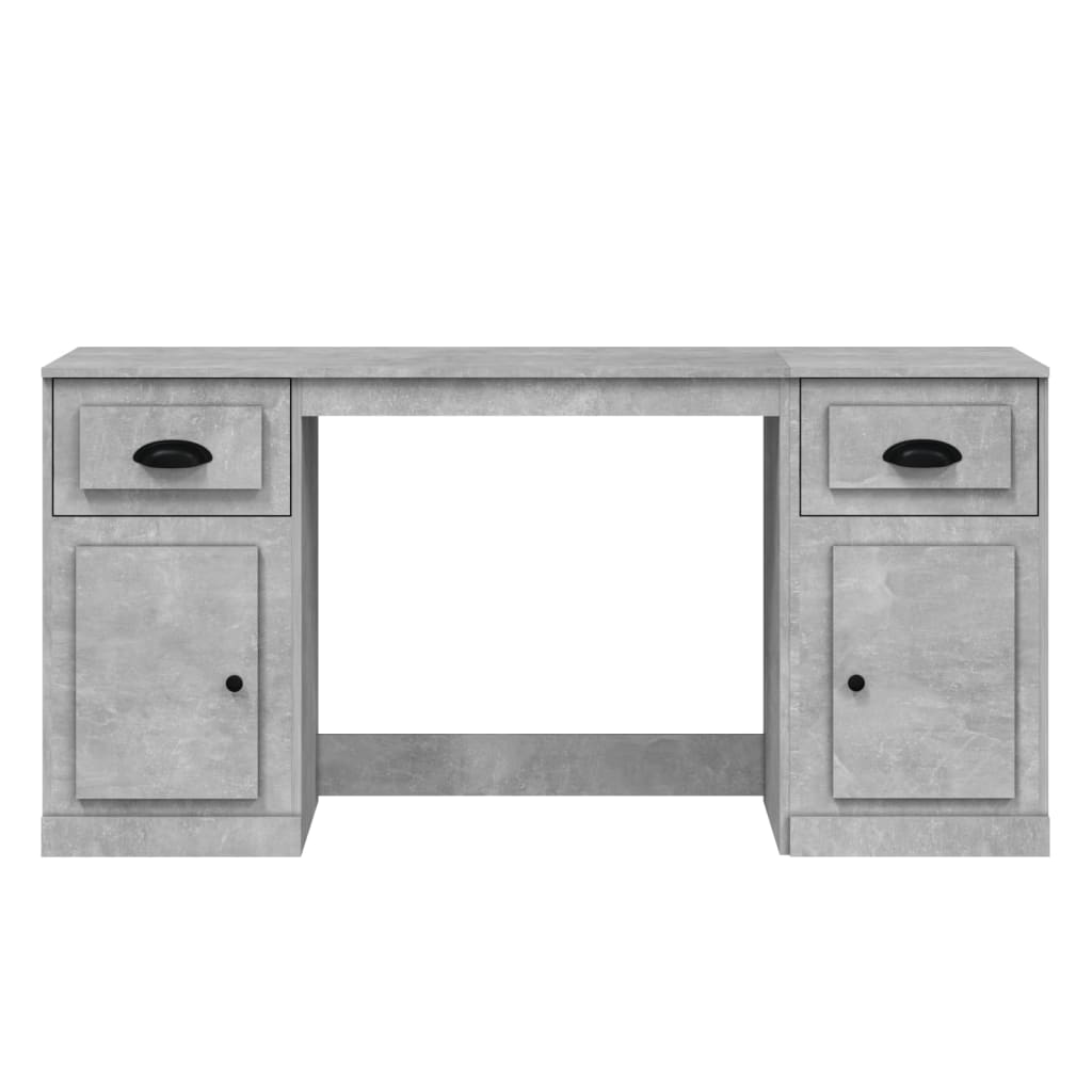Bureau avec armoire gris béton bois d'ingénierie - XIOS