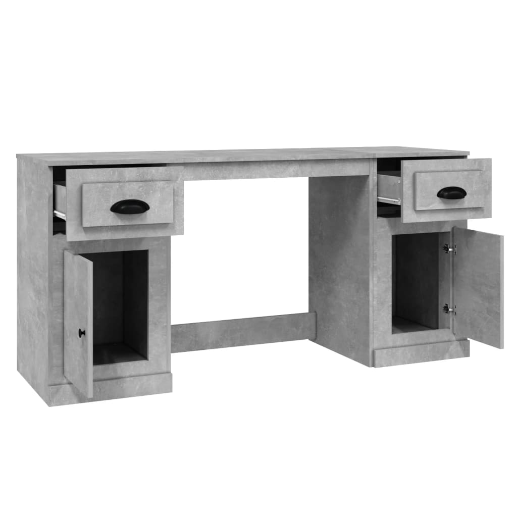 Bureau avec armoire gris béton bois d'ingénierie - XIOS