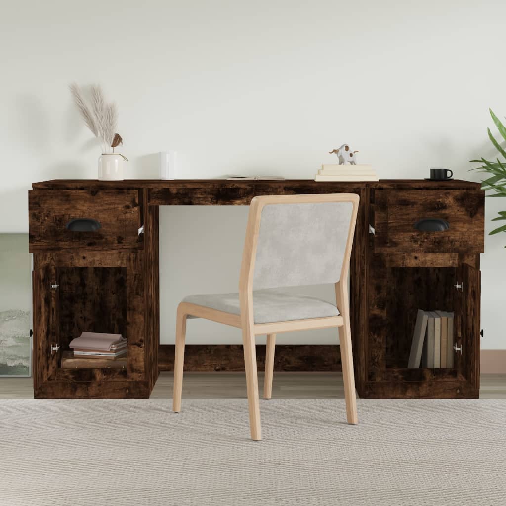 Bureau avec armoire chêne fumé bois d'ingénierie - XIOS