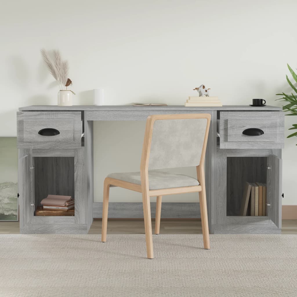 Bureau avec armoire sonoma gris bois d'ingénierie - XIOS