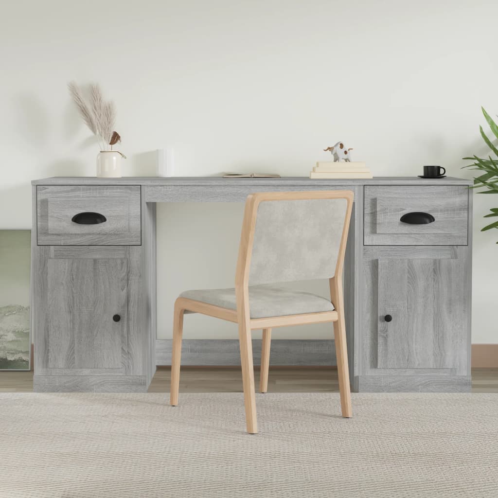 Bureau avec armoire sonoma gris bois d'ingénierie - XIOS