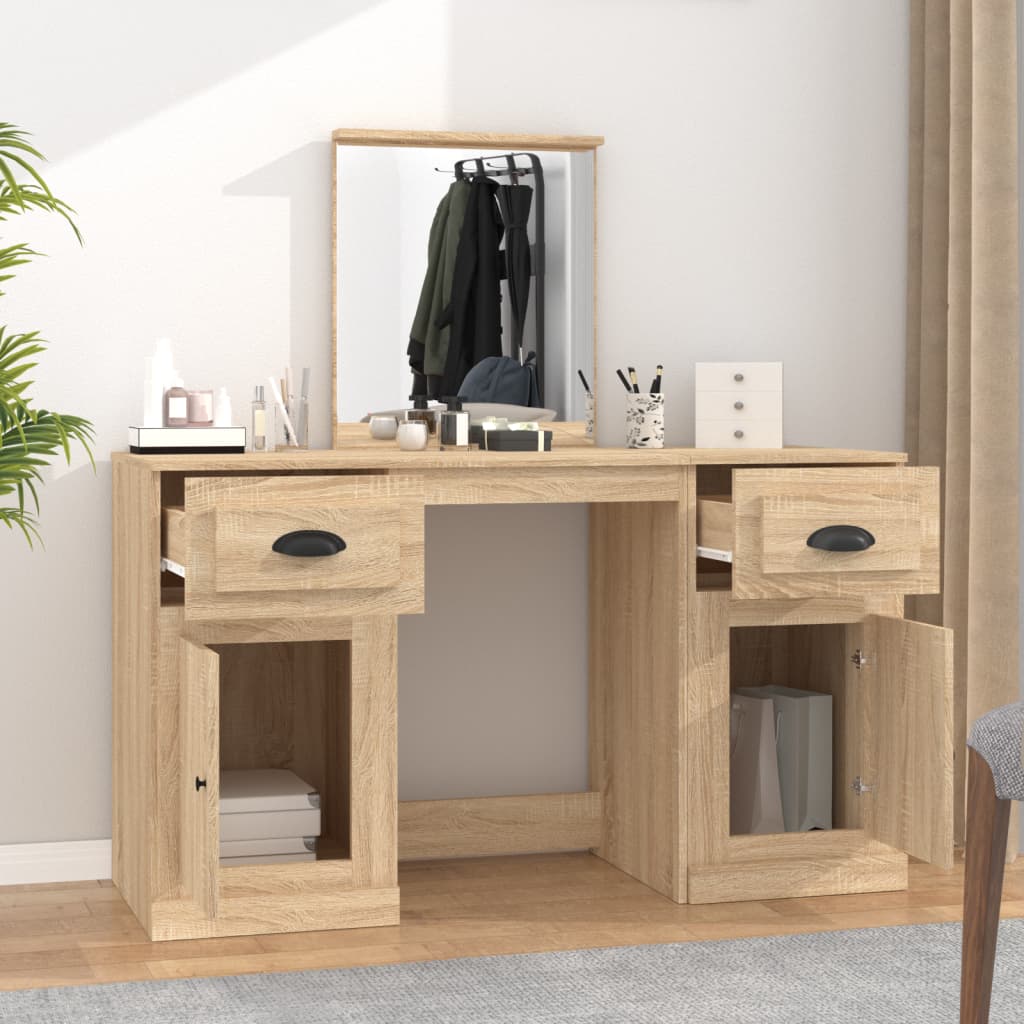 Coiffeuse avec miroir chêne sonoma 130x50x132,5 cm - XIOS
