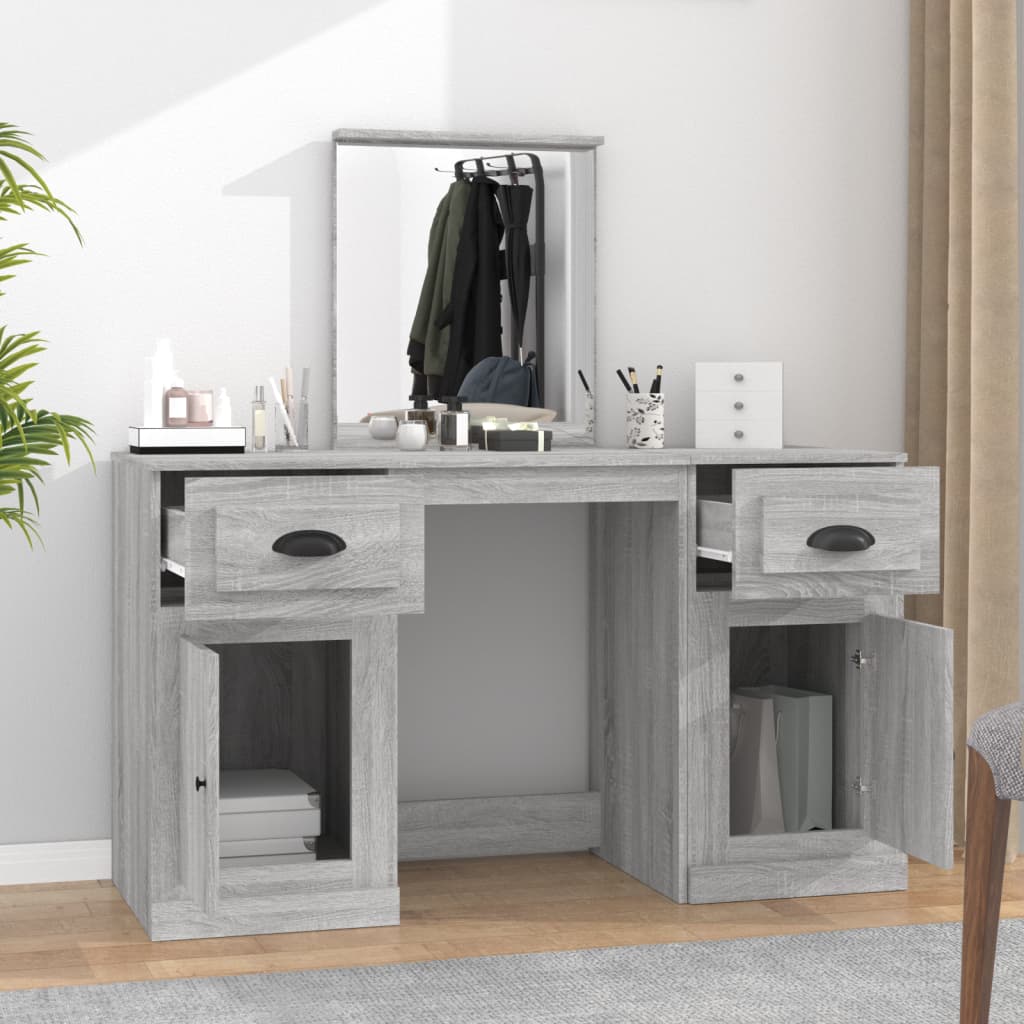 Coiffeuse avec miroir sonoma gris 130x50x132,5 cm - XIOS
