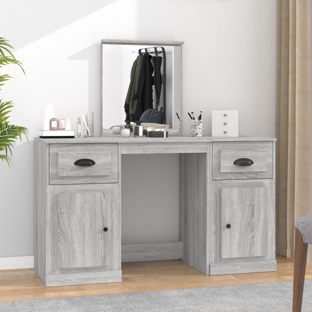 Coiffeuse avec miroir sonoma gris 130x50x132,5 cm - XIOS