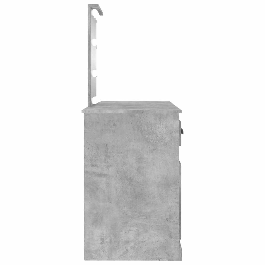 Coiffeuse avec LED gris béton 130x50x132,5 cm