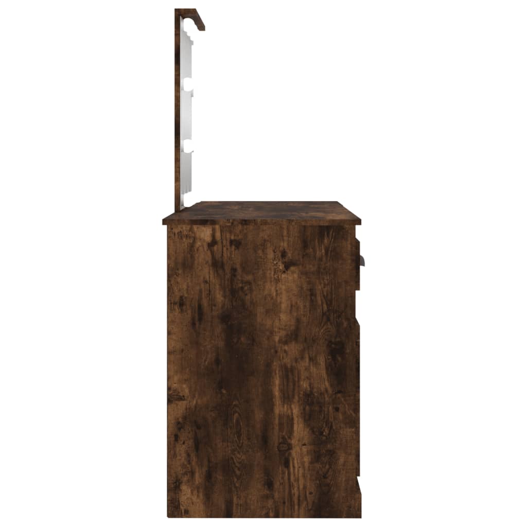 Coiffeuse avec LED chêne fumé 130x50x132,5 cm - XIOS