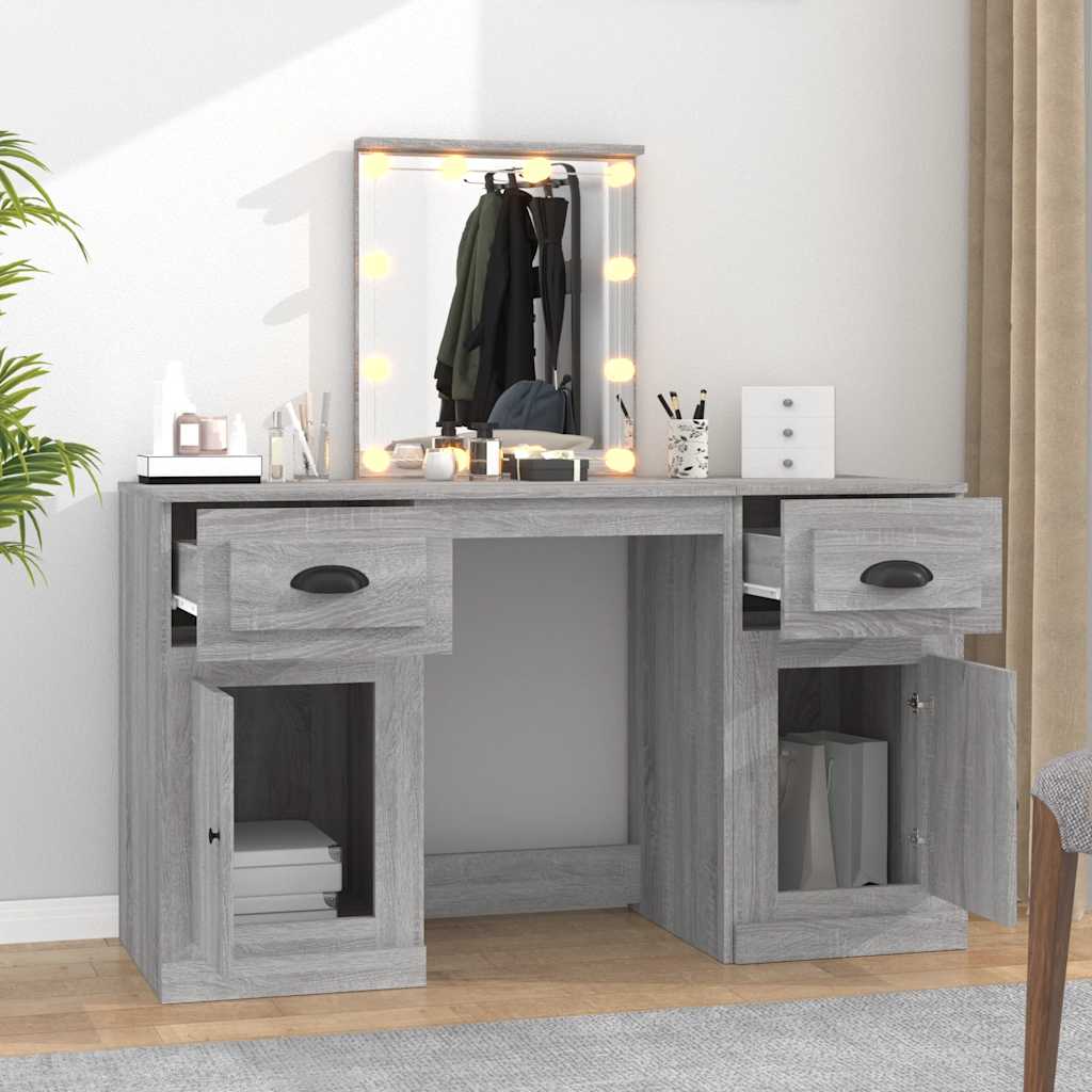 Coiffeuse avec LED sonoma gris 130x50x132,5 cm