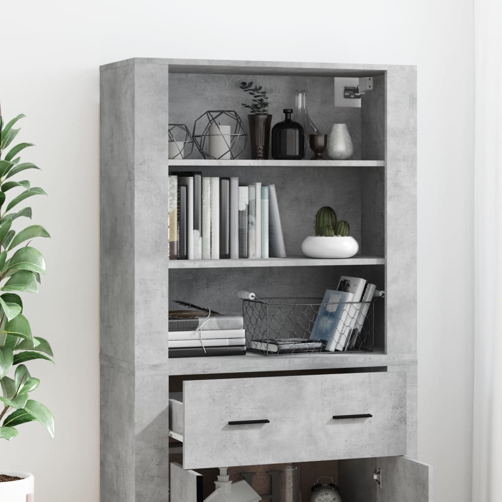 Buffet haut Gris béton Bois d'ingénierie