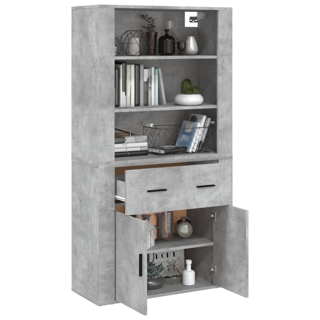 Buffet haut Gris béton Bois d'ingénierie